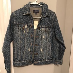 NWT Lucky Brand cheetah print denim jacket